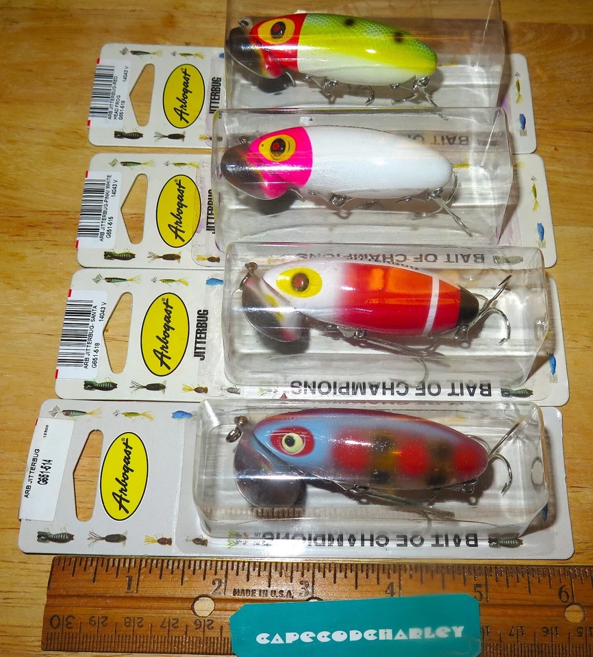 Lot 4 Different Color Arbogast JITTERBUGS G651 New Old Stock #10 - Image 2 of 4