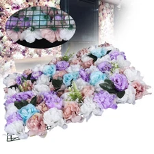 12 PCS Flower Wall Silk Rose Flower Wall Panel Wedding Decor Artificial Backdrop