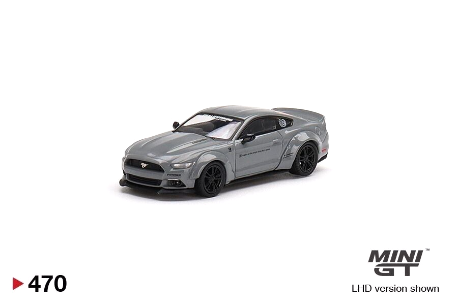 MINI GT 1/64 Ford Mustang GT Gray LB-Works Metal Diecast Car Model