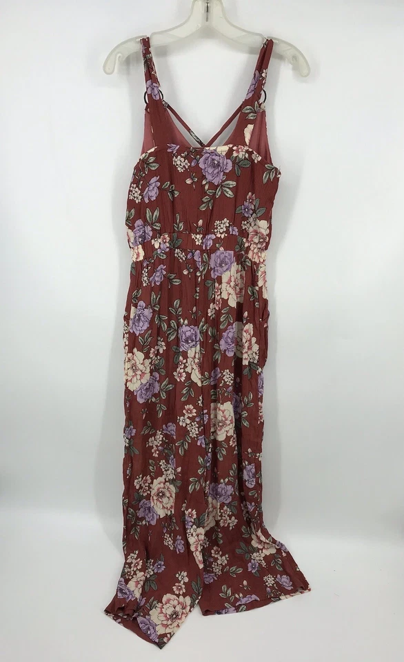 Derek Heart Floral Jumpsuit Tank Wide Leg Stretch Crinkle Fabric Size M EUC - Image 2 of 3