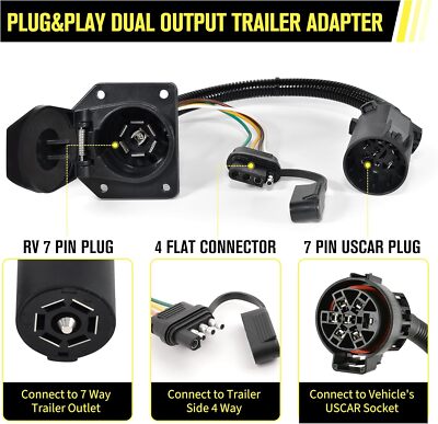 7-Way & 4-Way Flat Trailer Wiring Harness Kit For Chevy Silverado 1500 2500