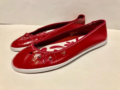 red leather ballet shoes