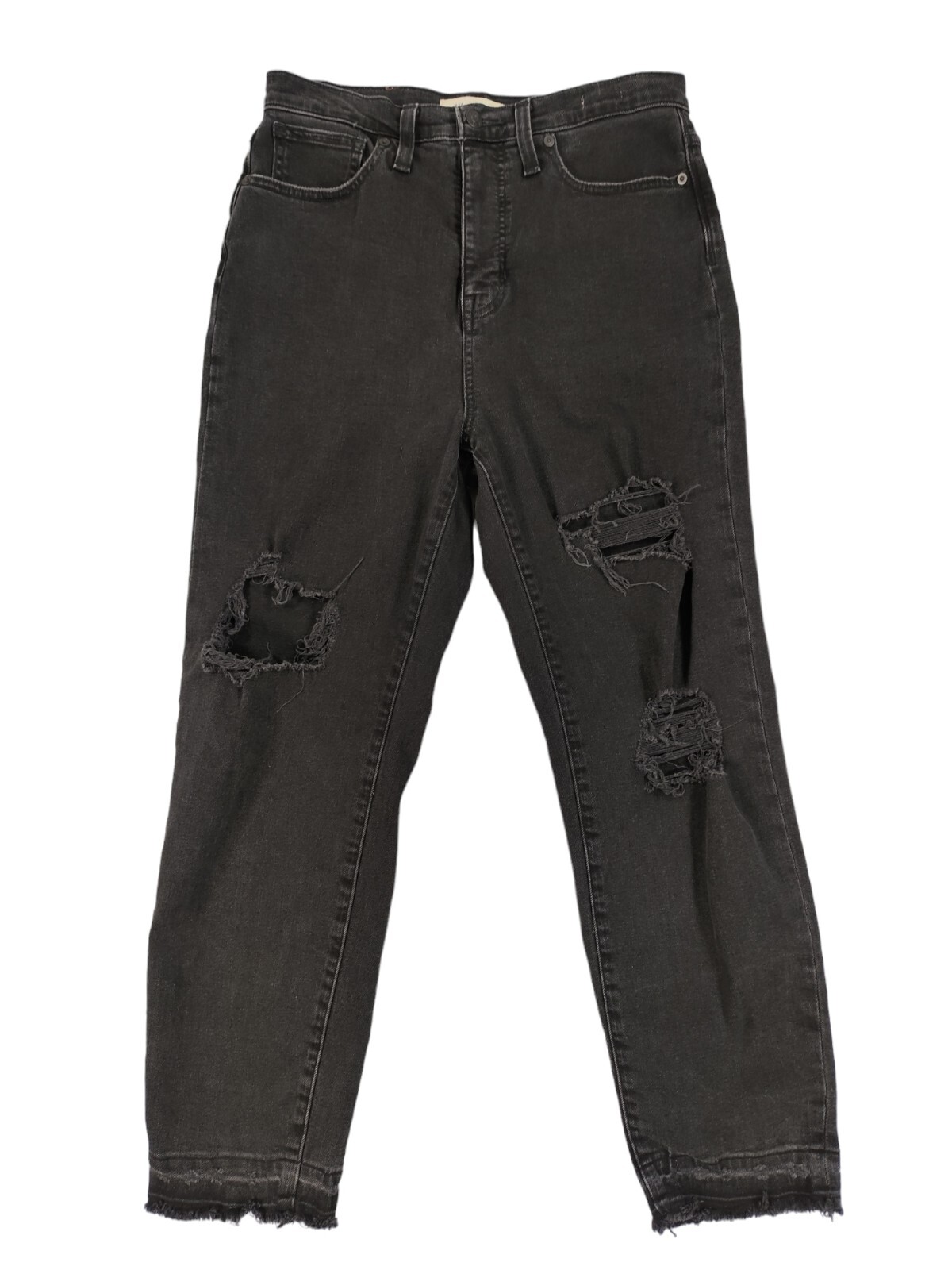 Madewell The MomJean Women’s Size 28W 26L Black High Rise Distressed Raw Hem