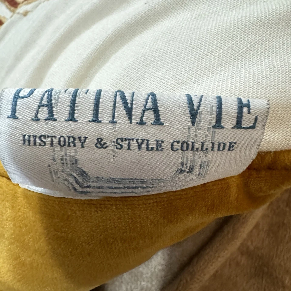 Patina Vie throw pillows yellow velour Pink Heart Embroidery cotton velvet 17" 2 - Image 3 of 4