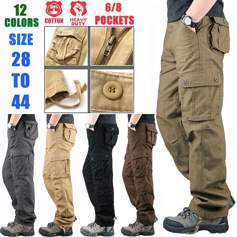 Men's Cargo Trousers 100% Cotton Work Pants Tactical Combat Outdoor Hiking Pant
Opens in a new windo
