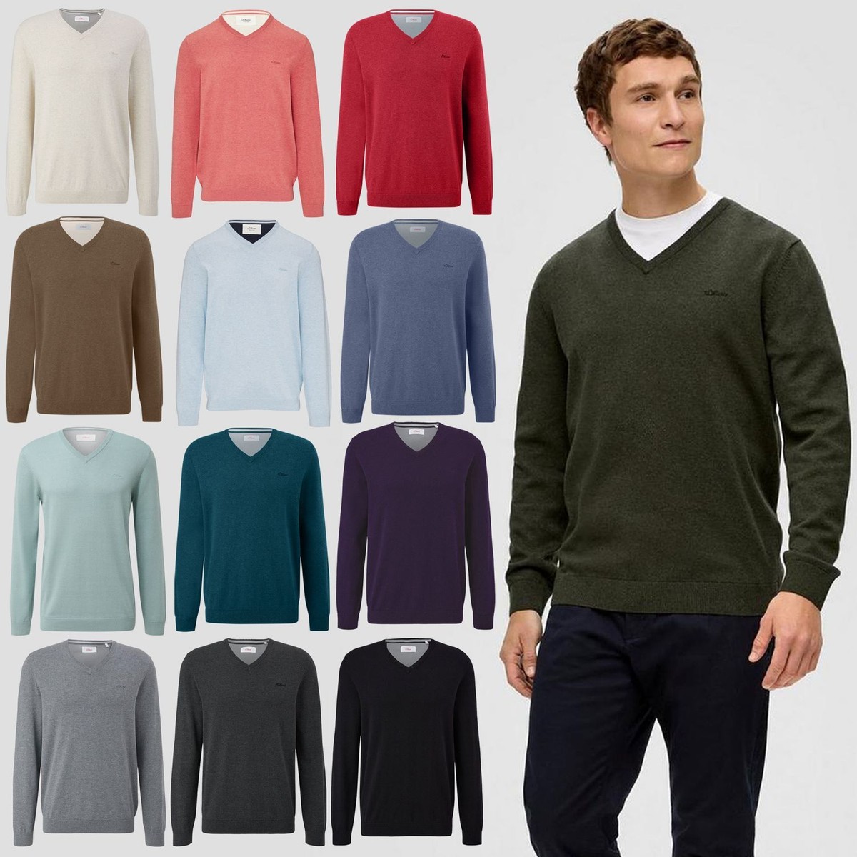 Herren Pullover Baumwolle Basic Strickpullover V