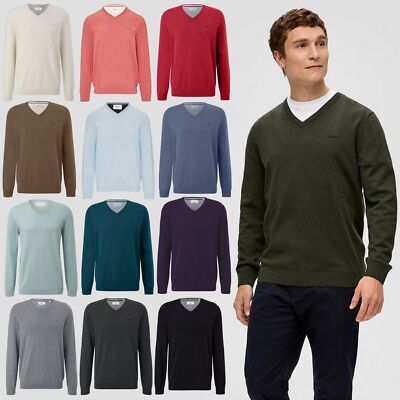 Herren Pullover Baumwolle Basic Strickpullover V