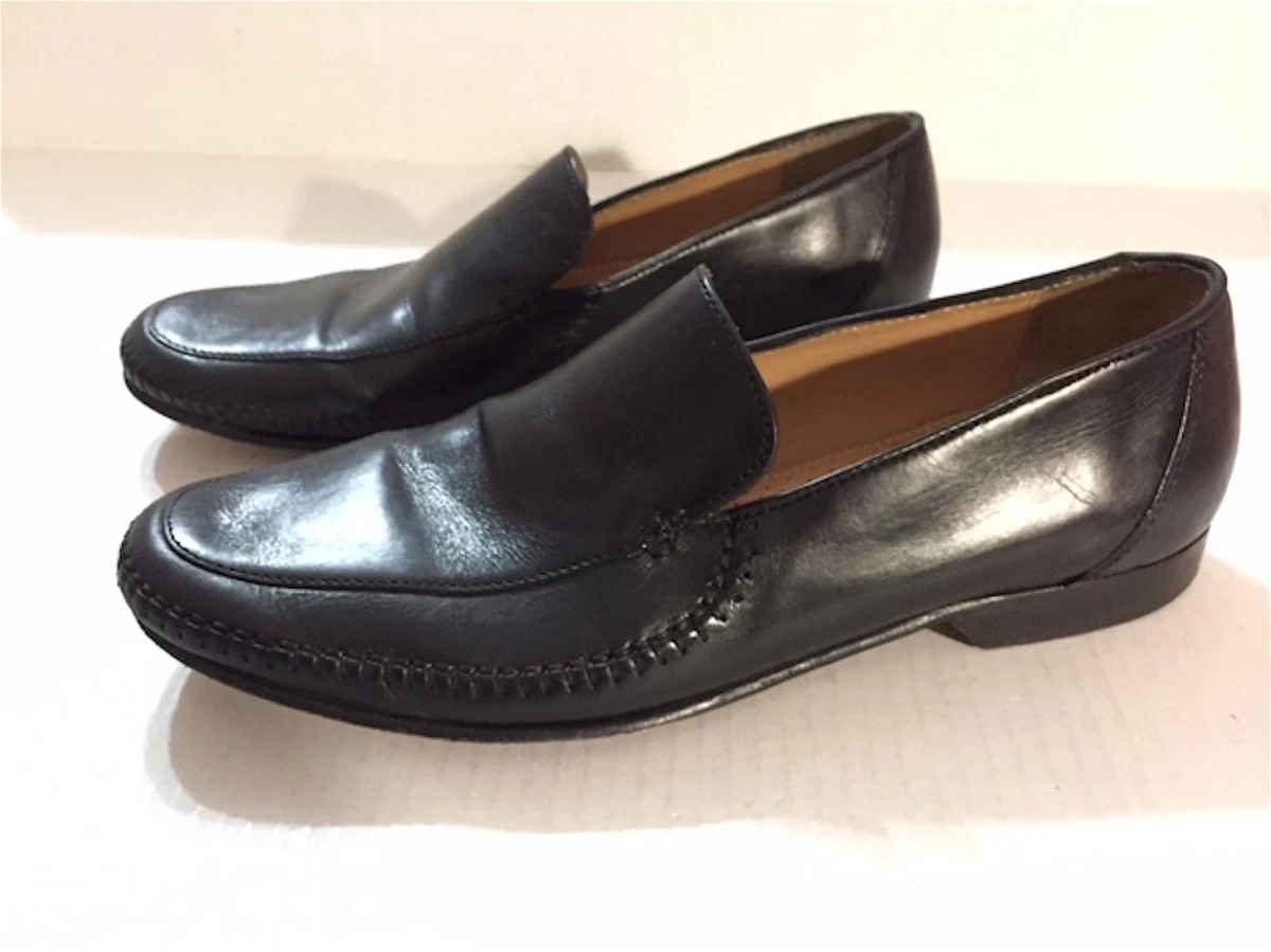 JOHNSTON MURPHY 9M BLACK LEATHER SLIP ON LOAFERS MOCS 15 0941
