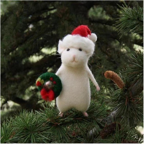 Halloween Maus mit Kürbis, Weihnachten Handarbeit Nadelfilz Maus Dekoration - Bild 7 von 14