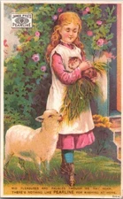 James Pyle's Pearline Washing Soap Girl Lamb Kitten Victorian Trade Card