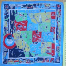 Vintage 25" Scarf Western States, 1939 San Francisco World's Fair Souvenir