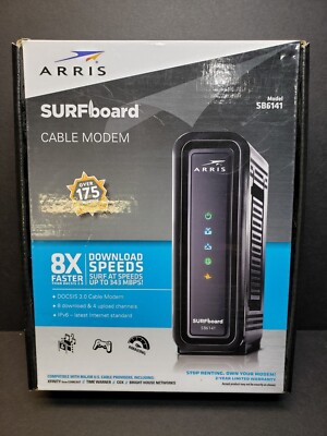 ARRIS SURFboard SB6141 OPTIMUM Compatible Cable Modem Black New Open Box