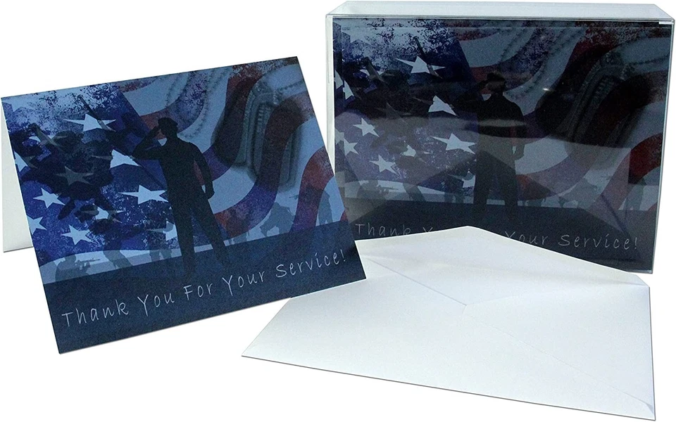 Tarjetas de agradecimiento por su servicio - en blanco por dentro - 5,5"x4,25" - 12 o 24 paquetes Foto 4 de 4
