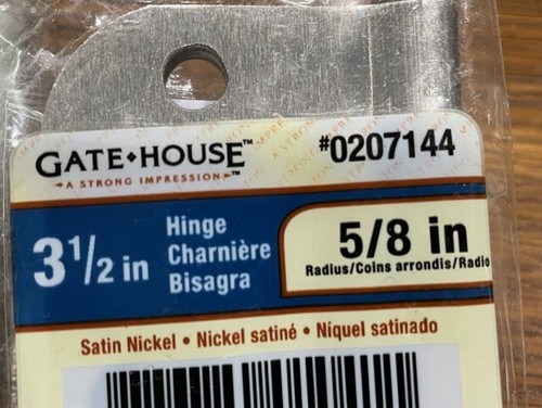 GATE HOUSE HINGES # 0207144, SATIN NICKEL 3 1/2" (5/8" radius) NEW - Picture 2 of 7