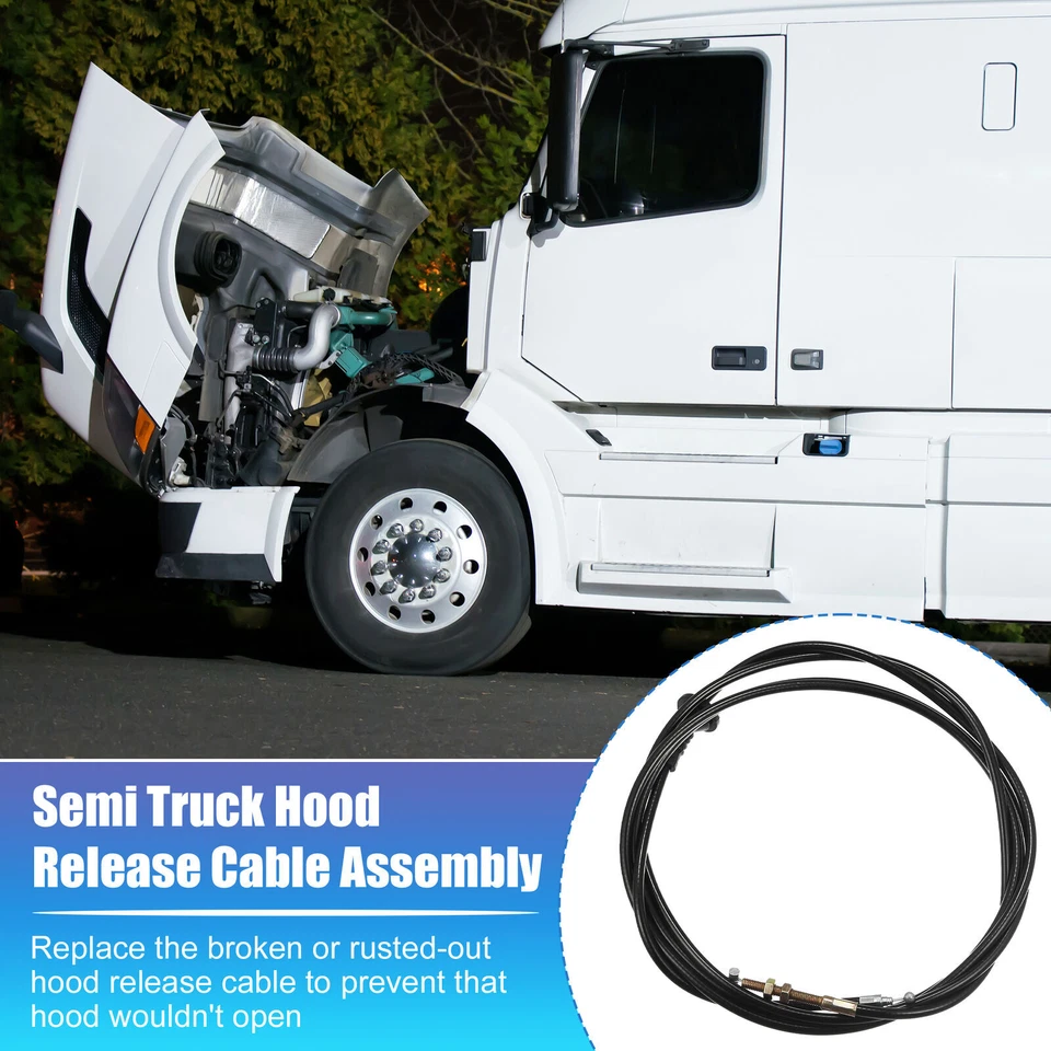 Cable de liberación de capó negro de 1 pieza apto para camioneta Volvo 2004-2015 VN VNL y VHD- P/N Foto 4 de 4