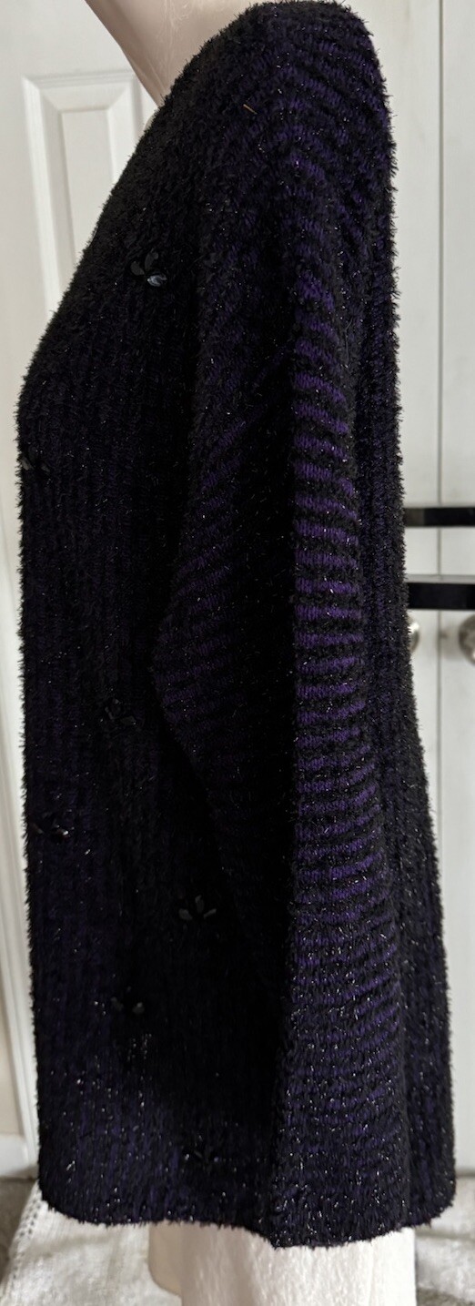Ruby Rd Deep Purple Sweater Pullover gem embellis… - image 9