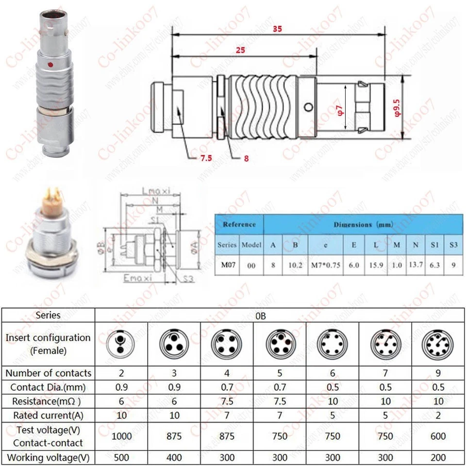 5pin Aviation Connector, FGG&EGG.0B.305 Push-pull Self-lock Plug Socket, 200set - Image 2 of 4