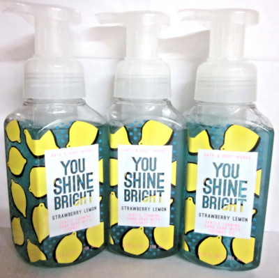3 Bath & Body Works Gentle Foaming Hand Soap You Shine Bright Strawberry Lemon