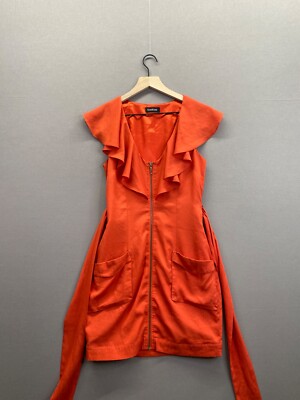 orange zip up dress Tianiyouqing Women's Cotton and Linen Dress Sleeveless Zip Up Comfy Travel Long Dresses V Neck Flowy Lightweight Vacation Tank Dresses Orange L