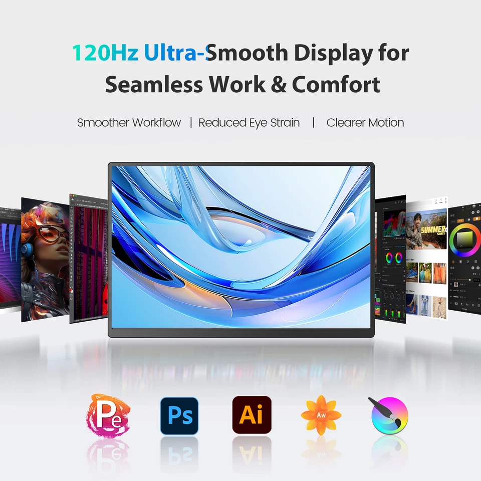 UPERFECT 1920x1080 23.8" 120Hz Monitor Portable Monitor Extend Laptop Screen - image 3 of 4
