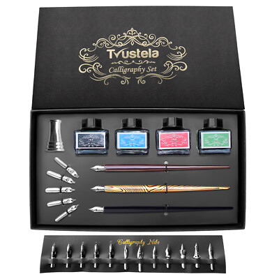 Calligraphy Set For Beginners, 3 Calligraphy Pens, 4 Ink Bottle, Calligraphy Kit