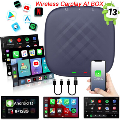 Android 13 Wireless Carplay AI BOX Android Auto GPS 8+128GB for Tv Box CPC200