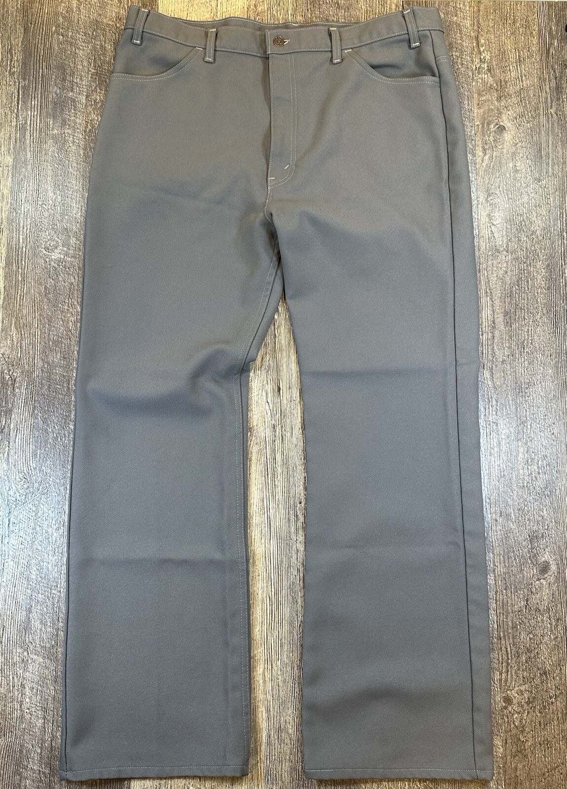 Vintage Levi’s Dacron Polyester Scovill Zip Gray Pants Black Tab 42x32 USA Made