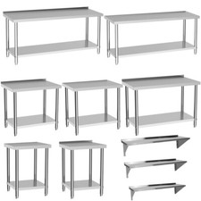 Stainless Steel Workbench Table Wall Shelf Storage Display Garage Workshop Desk