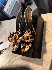 giuseppe zanotti heels 41 Satin Bow Mule Leopard Kitten Heels Brand New With Box