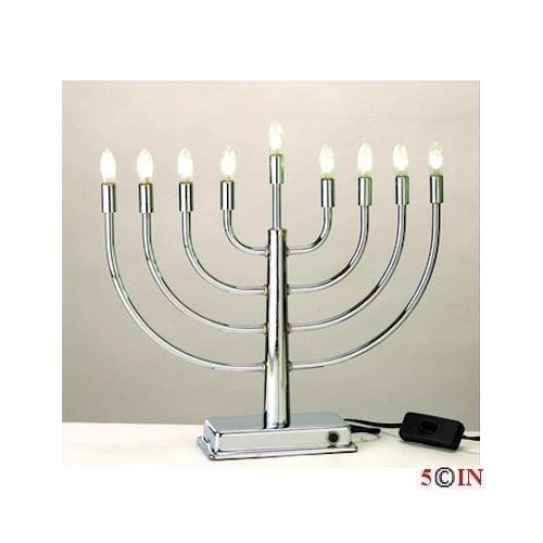 JUDAICA COLLECTIBLE JEWISH CHANUKAH HANUKA SILVER PLATED LED ELECTRIC