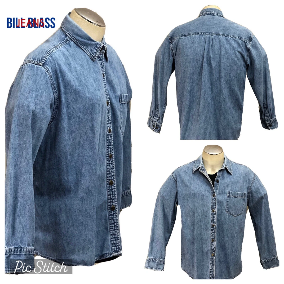 Bill Blass Vintage Size Large Faded Denim Shirt Lightweight Jean