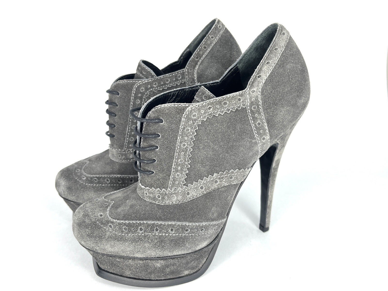 Scarpe YSL Tribute 105 Platform Bootie 35 5 Yves Saint Laurent grigio punta ala