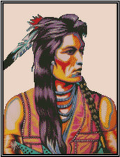 Native American Worrier Counted Cross Stitch Chart #21-160