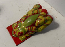 Vintage Frog Clicker Green and Yellow Nose Maker Metal