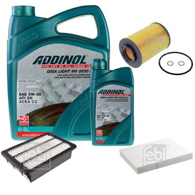 FEBI Inspektionspaket 6L ADDINOL GIGA LIGHT MV 0530 LL für Hyundai Santa Fé II