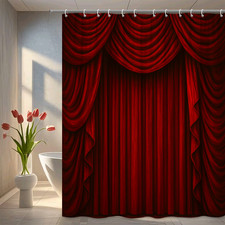 Elegant Red Fabric Shower Curtain for Stylish Bathrooms