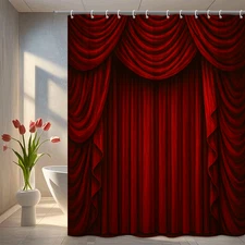 Elegant Red Fabric Shower Curtain for Stylish Bathrooms