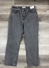 Abercrombie Fitch Curve Ultra High Rise Ankle Straight Jean 32/14L Black New