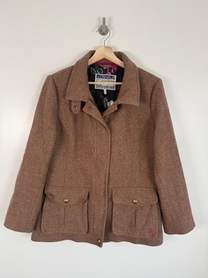 Joules Tweed Field Coat Jacke Gr. UK 16 braun kariert Country Hacking Utility