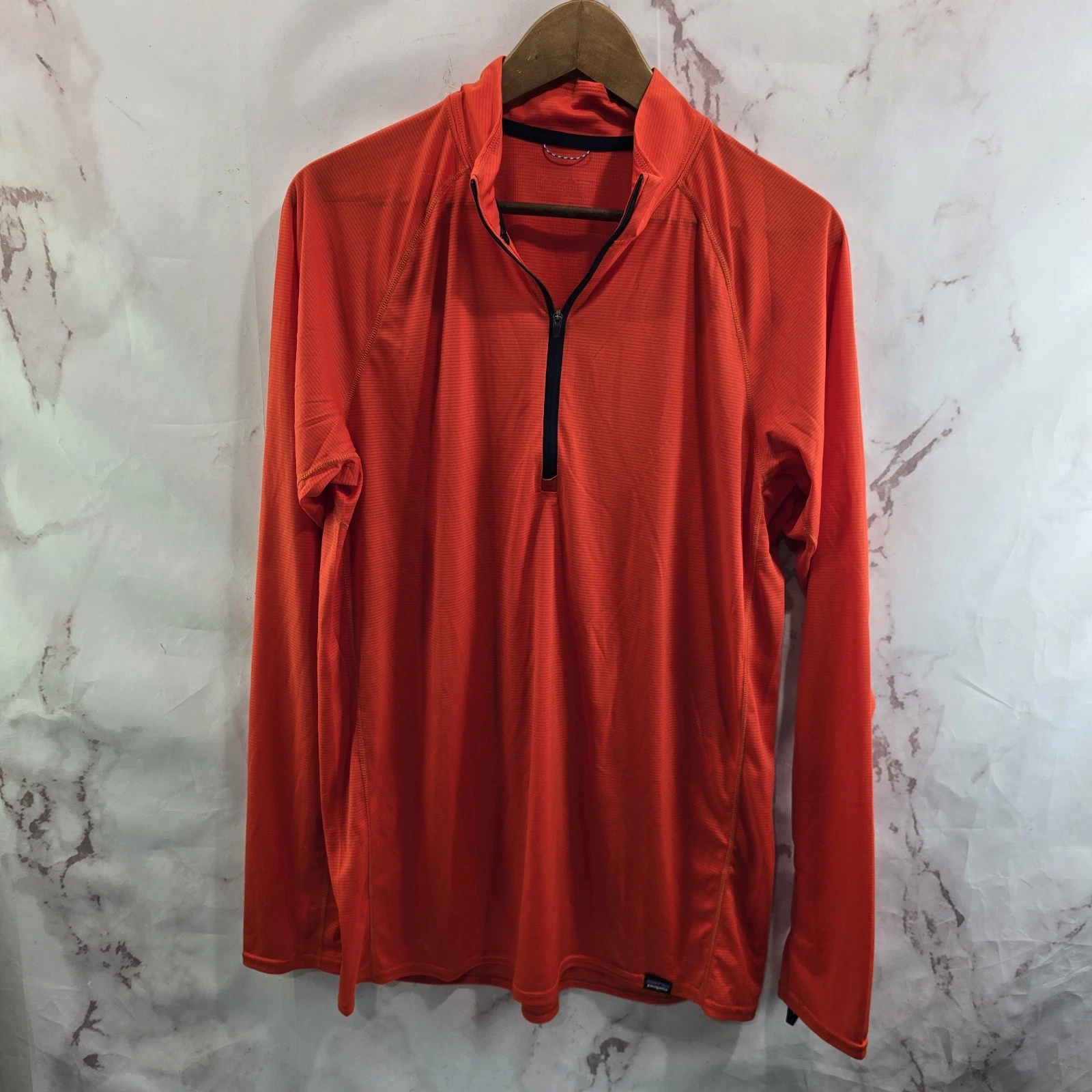 Patagonia Shirt Mens Large Orange Baselayer Long Zip Capilene Lightweight
