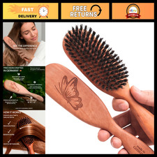 100 Pure Boar Bristle Hairbrush for Healthy Hair, Stiff Bristles, Made in Germa