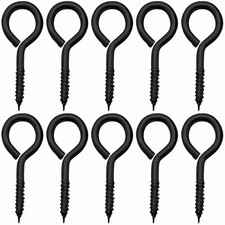 30 Pcs 2 Inch Small Screw Eyes Hooks Fasteners Hardware 2 Inch, Black