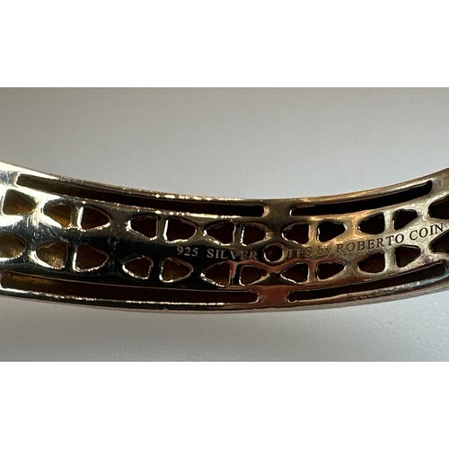 Roberto Coin Sterling Vermeil Bracelet TFS Brushed Satin Finish Cuff 925 Silver - Picture 3 of 10