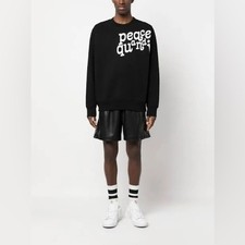 Men  s Museum Of Peace  Quiet Round-Neck Black Etched Cotton Sweatshirt.