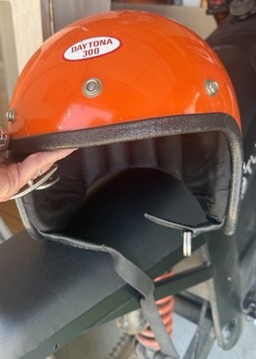 Vintage Daytona 500 Open Face Motorcycle Helmet Orange 1970s Rare