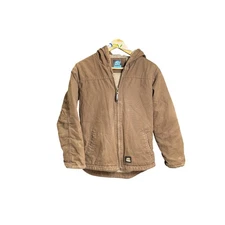 Berne Workwear Sherpa Lined Hooded Canvas Jacket Brown Youth Large