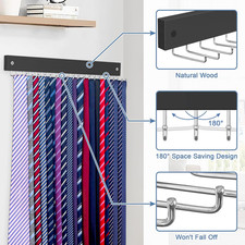 2 in 1 Tie Rack Belt Organizer Wall Mounted, Space Saving Tie Hanger for Cl...