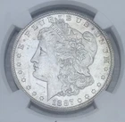 1887 $1 US Morgan Silver Dollar NGC Uncirculated Details ~ Obverse Wheel Mark