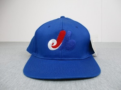 VINTAGE Montreal Expos Hat Cap Snap Back Mens Blue MLB Baseball Green Underbrim