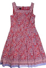Talbots Women’s Size 4 Red Multi Medallion Paisley Fit & Flare Square Neck Dress